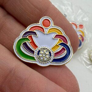 Rotary International pin Reach within to embrace humanity hat lapel pin back lot